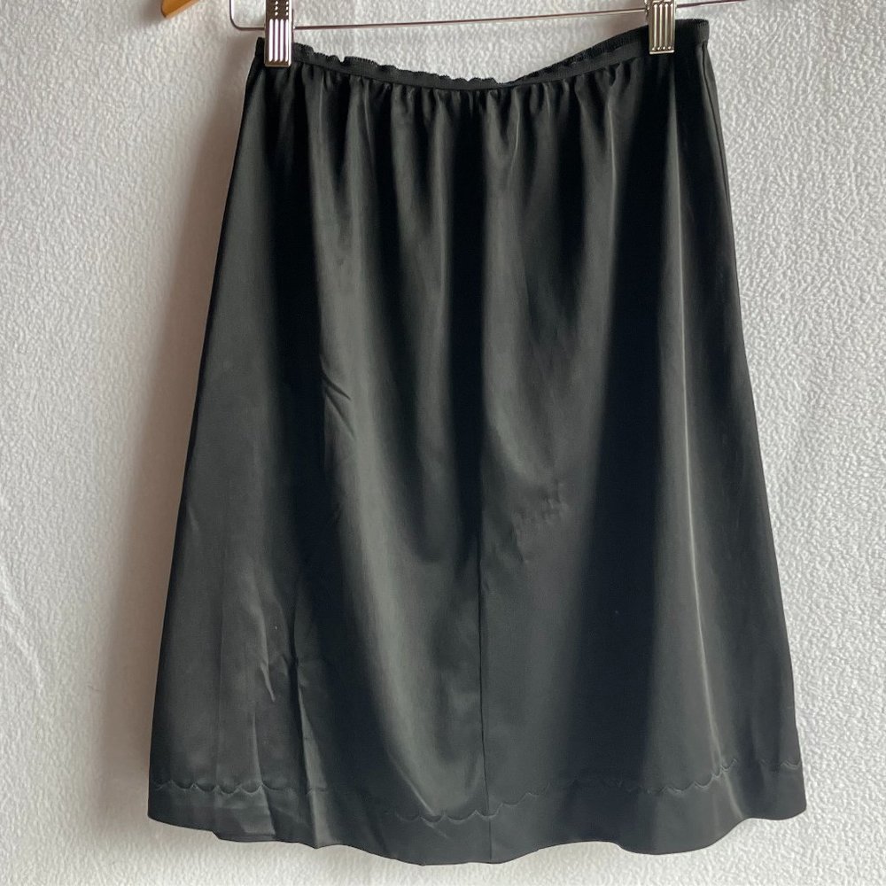 1960s 1970s Black Nylon Half Slip Short Medium